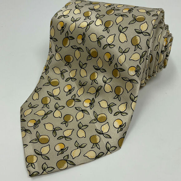 Vintage Jean-charles Jc De Castelbajac 100% Silk Men's Tie Lemon Made in Italy - Picture 1 of 4